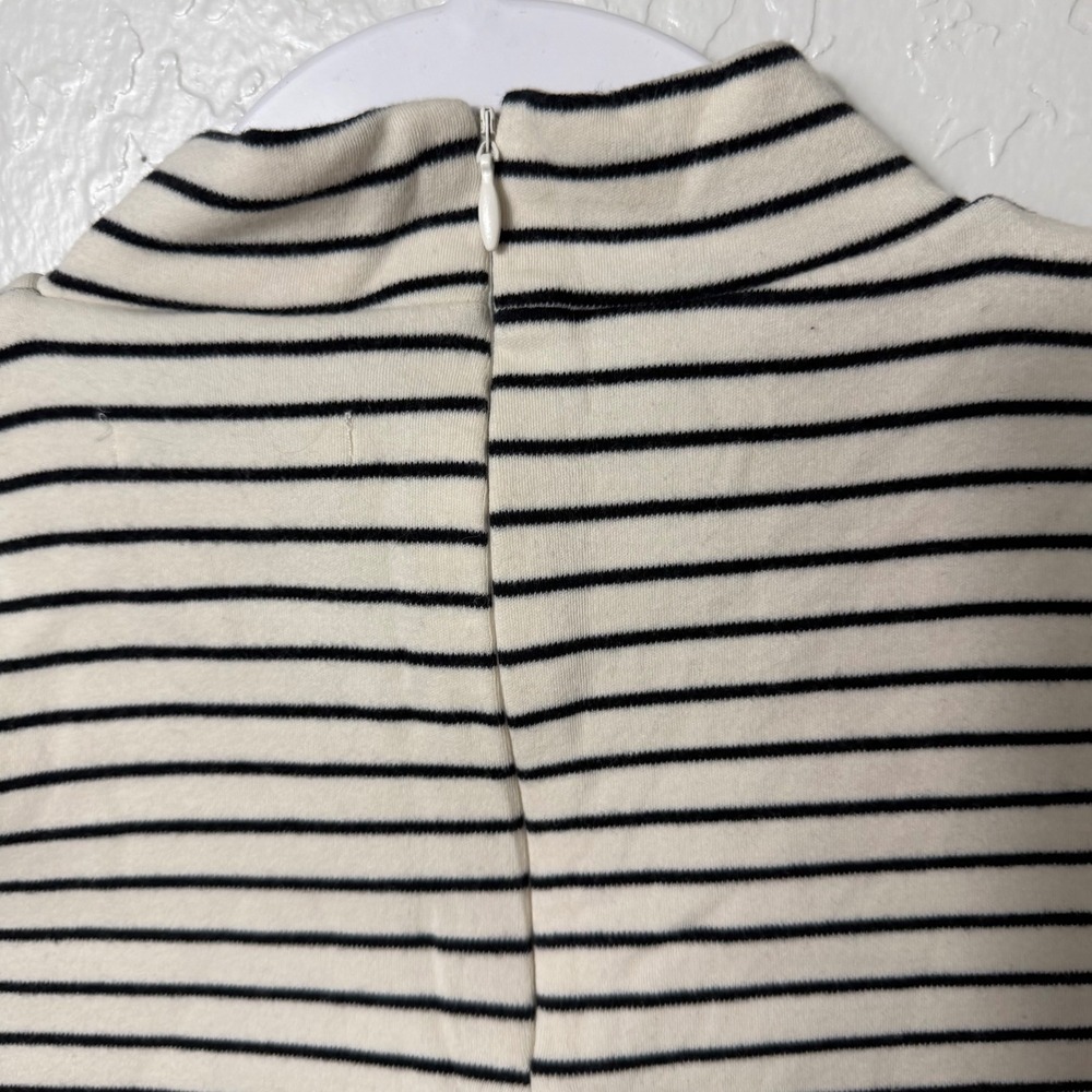 Abercrombie & Fitch Essentials Mock Neck Striped Short Sleeve Top Cream Black M - Picture 7 of 11